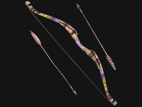 Wooden Bow and Quiver Arrows Fair Medieval Modèle 3D