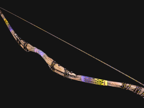 Wooden Bow and Quiver Arrows Fair Medieval Modèle 3D