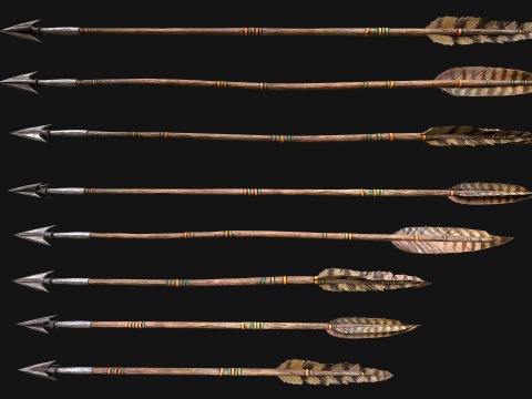 Wooden Bow and Quiver Ranger Set Medieval 3D Model