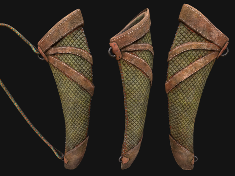 Wooden Bow and Quiver Ranger Set Medieval 3D Model