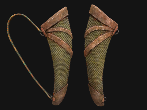 Wooden Bow and Quiver Ranger Set Medieval 3D Model
