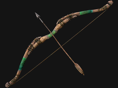 Wooden Bow and Quiver Ranger Set Medieval 3D Model
