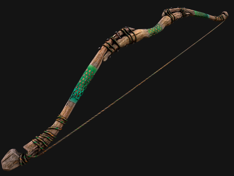 Wooden Bow and Quiver Ranger Set Medieval 3D Model