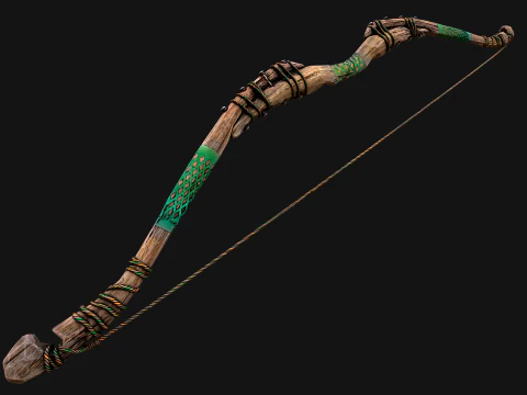 Wooden Bow and Quiver Ranger Set Medieval 3D Model