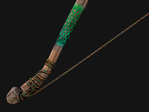 Wooden Bow and Quiver Ranger Set Medieval 3D Model