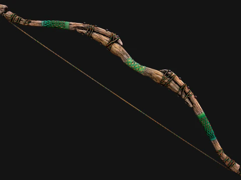 Wooden Bow and Quiver Ranger Set Medieval 3D Model
