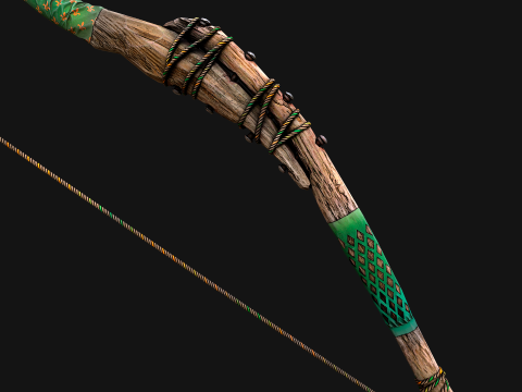Wooden Bow and Quiver Ranger Set Medieval 3D Model