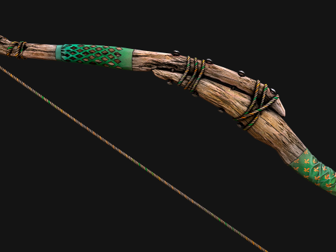 Wooden Bow and Quiver Ranger Set Medieval 3D Model
