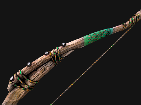 Wooden Bow and Quiver Ranger Set Medieval 3D Model