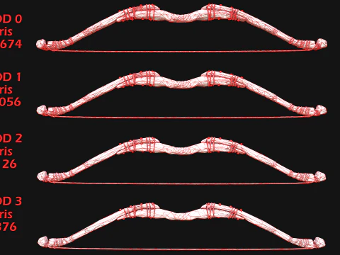 Wooden Bow and Quiver Ranger Set Medieval 3D Model
