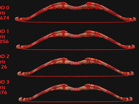 Wooden Bow and Quiver Medieval Archer Weapons 3D Model