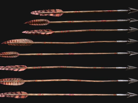 Wooden Bow and Quiver Medieval Archer Weapons 3D Model
