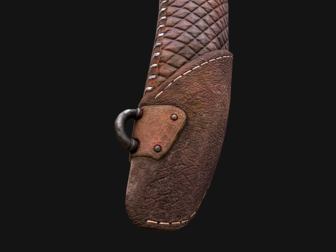 Wooden Bow and Quiver Medieval Archer Weapons 3D Model