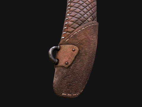 Wooden Bow and Quiver Medieval Archer Weapons 3D Model