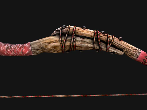 Wooden Bow and Quiver Medieval Archer Weapons 3D Model