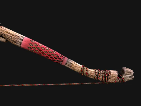 Wooden Bow and Quiver Medieval Archer Weapons 3D Model