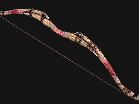Wooden Bow and Quiver Medieval Archer Weapons 3D Model