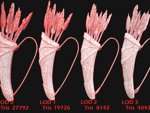 Bow Arrow Quiver Medieval Weapon Set 3D Model