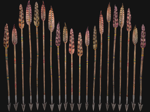 Bow Arrow Quiver Medieval Weapon Set 3D Model
