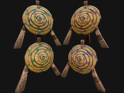 Archer Set Bow QuiverStraw Target Arrows Medieval Weapons 3D Model