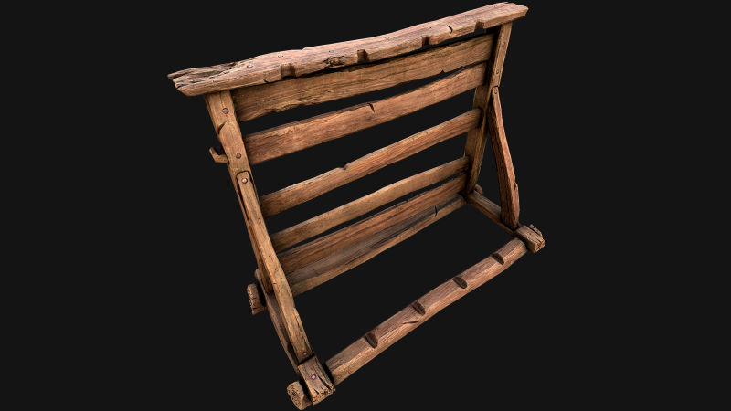 Medieval Wooden Weapon Rack Stand 3D Модель .c4d .max .obj .3ds .fbx .stl .blend 