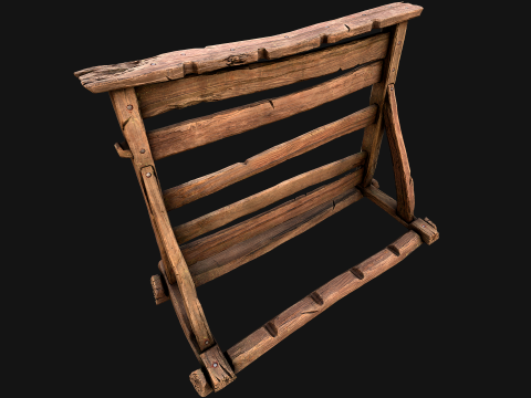 Medieval Wooden Weapon Rack Stand 3D 모델