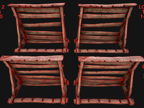 Medieval Wooden Weapon Rack Stand 3D Модель