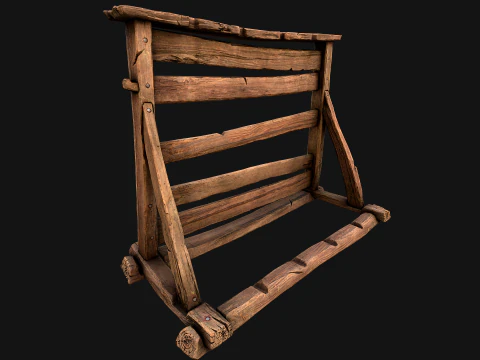 Medieval Wooden Weapon Rack Stand 3D Model