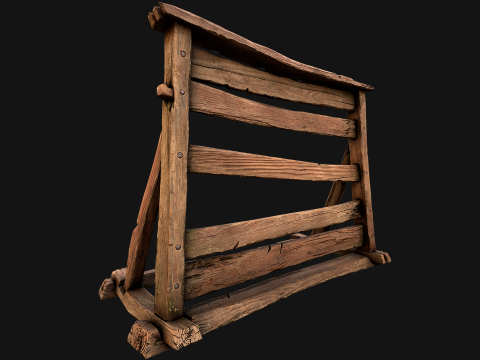 Medieval Wooden Weapon Rack Stand 3D Модель