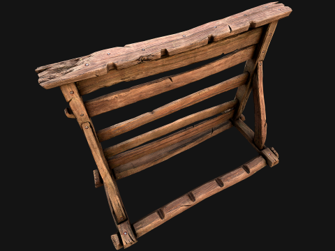 Medieval Wooden Weapon Rack Stand 3D Модель