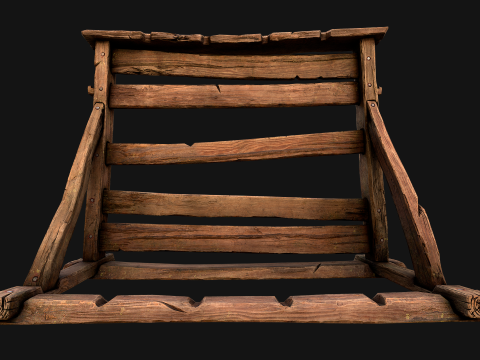 Medieval Wooden Weapon Rack Stand 3D Модель
