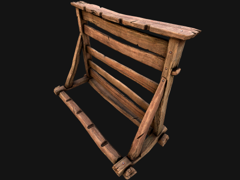 Medieval Wooden Weapon Rack Stand 3D Модель