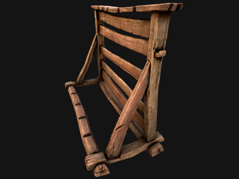 Medieval Wooden Weapon Rack Stand 3D Model