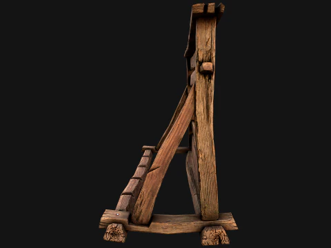 Medieval Wooden Weapon Rack Stand 3D Model