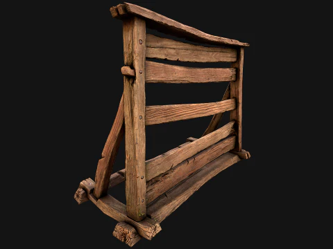 Medieval Wooden Weapon Rack Stand 3D Model
