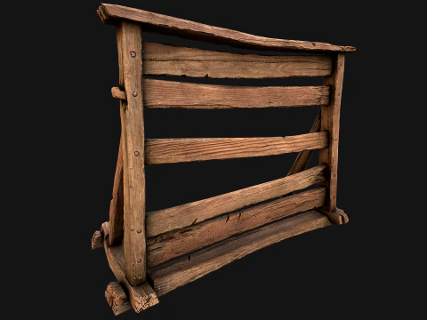 Medieval Wooden Weapon Rack Stand 3D Model