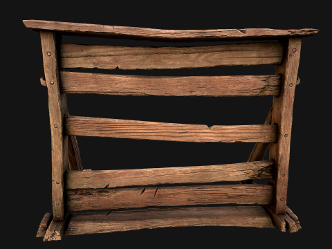 Medieval Wooden Weapon Rack Stand 3D Модель