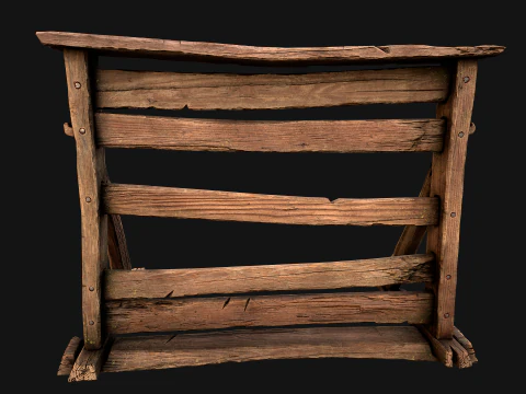 Medieval Wooden Weapon Rack Stand 3D Model