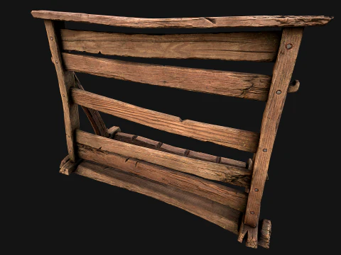 Medieval Wooden Weapon Rack Stand 3D Model