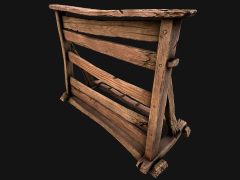 Medieval Wooden Weapon Rack Stand 3D Model