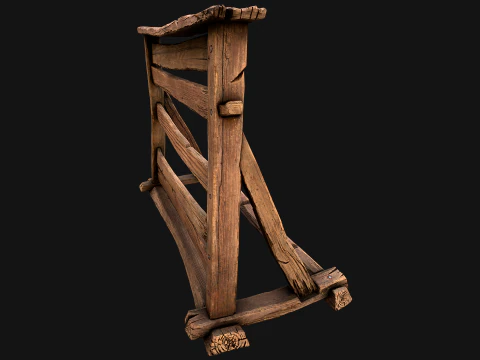 Medieval Wooden Weapon Rack Stand 3D Model