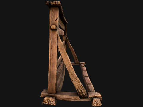Medieval Wooden Weapon Rack Stand 3D Model