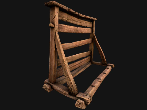 Medieval Wooden Weapon Rack Stand 3D Model