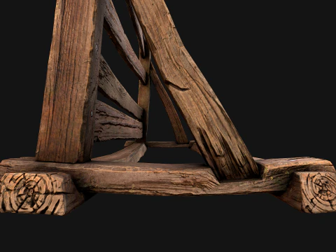 Medieval Wooden Weapon Rack Stand 3D Model