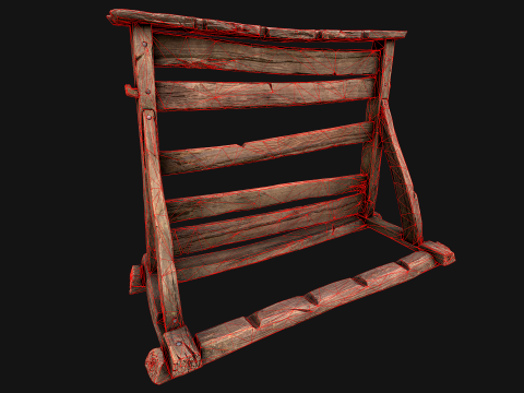 Medieval Wooden Weapon Rack Stand 3D Модель