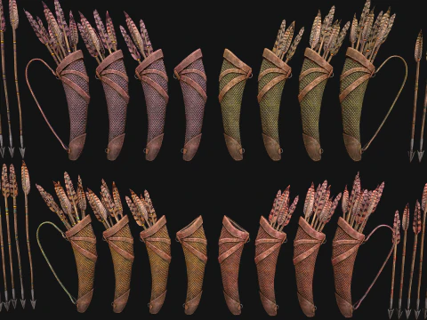 Medieval Armory Rack Stand Weapons Bow Bows Archer Pack 3D Model