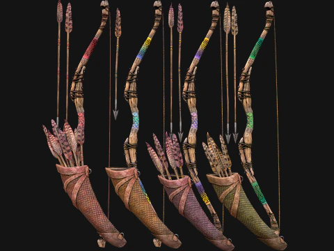 Medieval Armory Rack Stand Weapons Bow Bows Archer Pack 3D Model