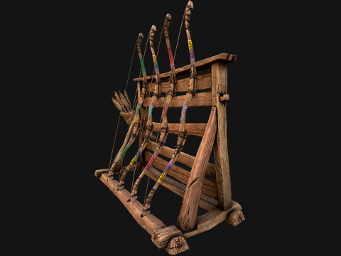 Medieval Armory Rack Stand Weapons Bow Bows Archer Pack 3D Modell