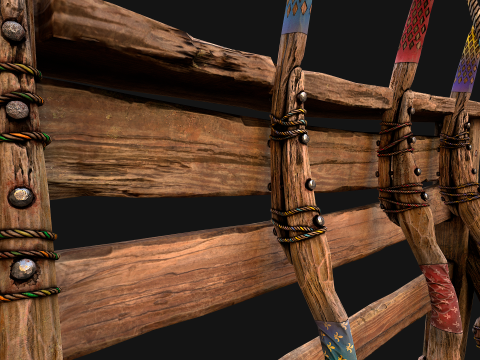Medieval Armory Rack Stand Weapons Bow Bows Archer Pack 3D Modell