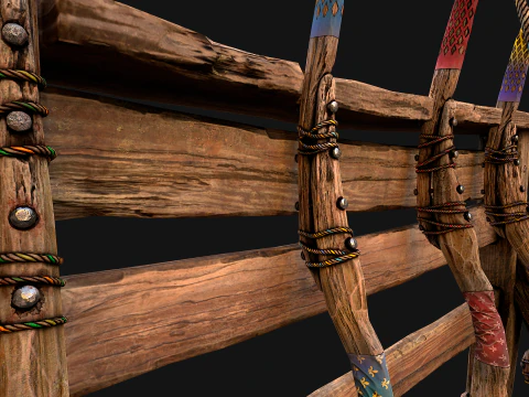 Medieval Armory Rack Stand Weapons Bow Bows Archer Pack 3D Model